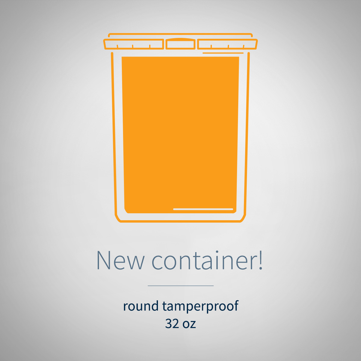 The family grows up with the new 32 oz round tamperproof container!